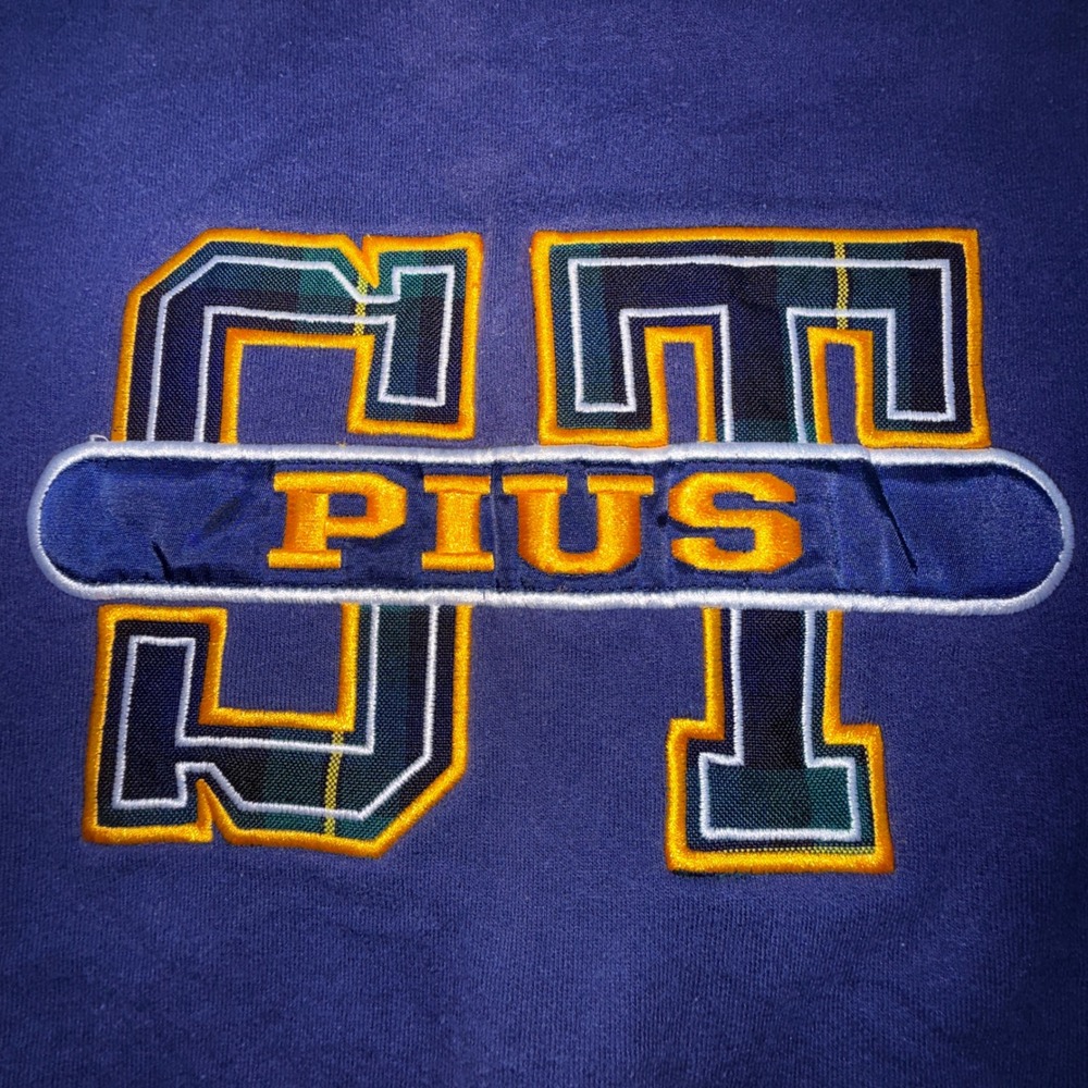 Augusta Sportswear Sweatshirt Kids Youth L St Pius Navy Blue Plaid Graphic